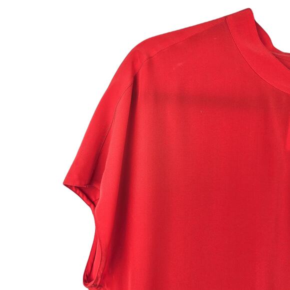 Polo Ralph Lauren Women’s Silk Shirt Red Drop Shoulder Sleeve Small Petite Size - Picture 4 of 9